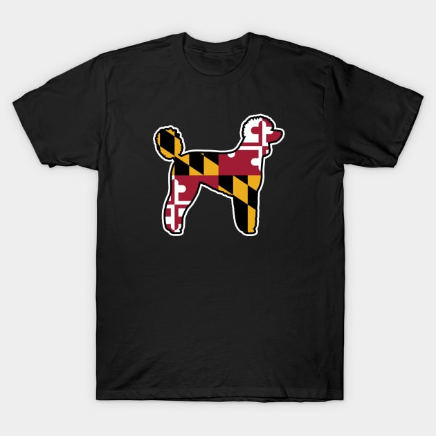 Standard Poodle Silhouette with Maryland Flag T-Shirt by Coffee Squirrel